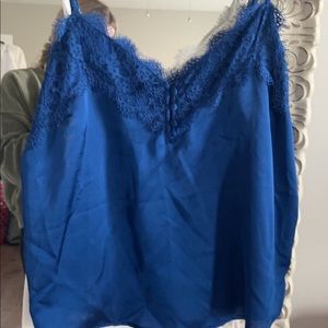 Abercrombie Satin Tank with lace trim